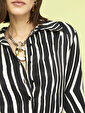 Zebra Desen Oversize Keten Gömlek