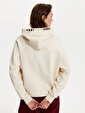 Kalp Baskılı Kapüşonlu Sweatshirt