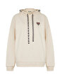 Kalp Baskılı Kapüşonlu Sweatshirt