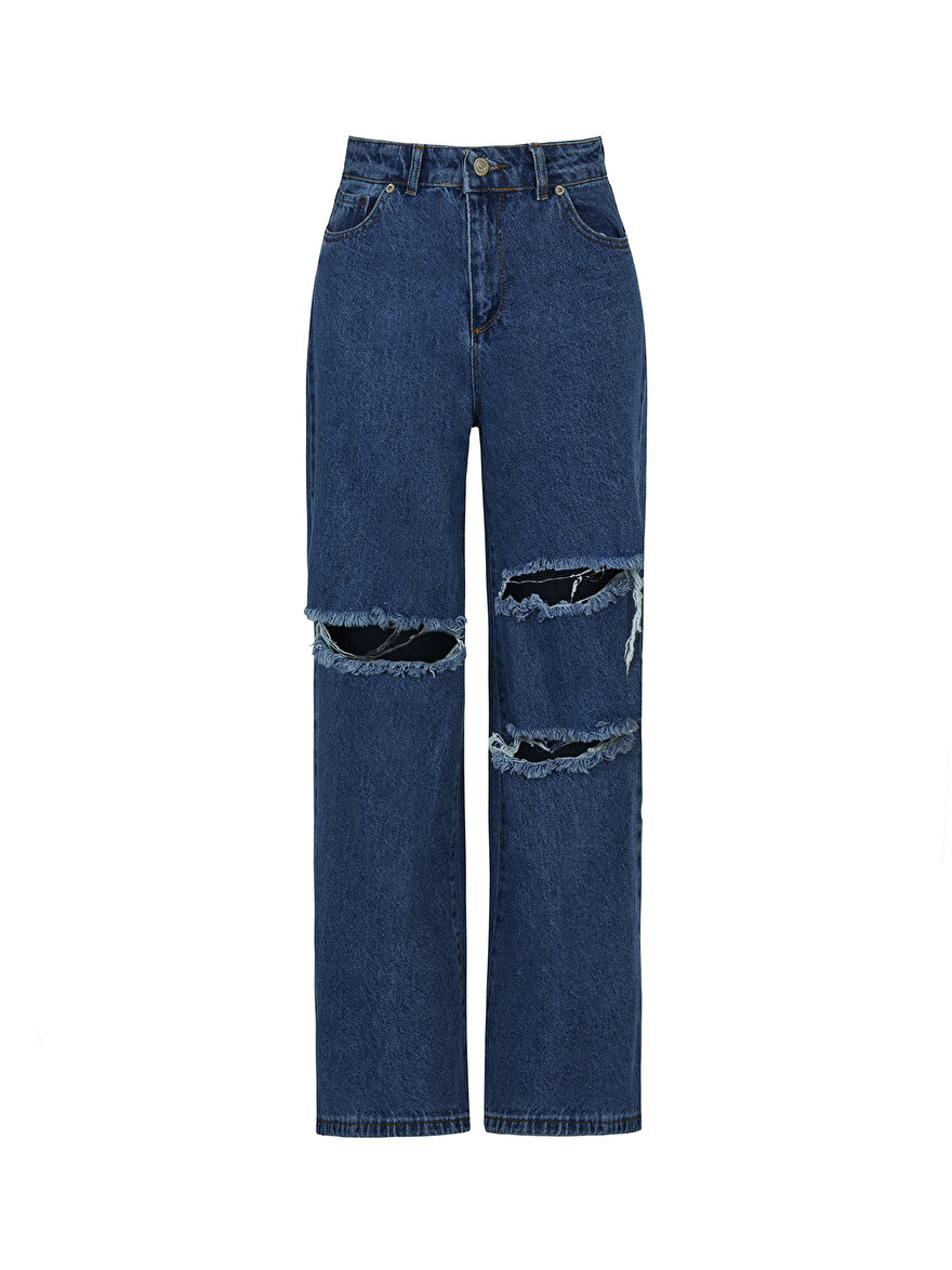 Nocturne Yüksek Bel Yırtık Jean Pantolon