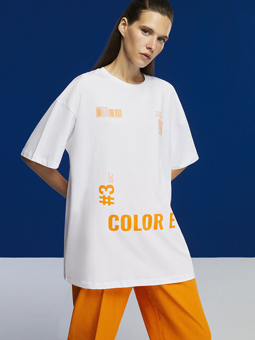 Nocturne Baskılı Oversize T-Shirt