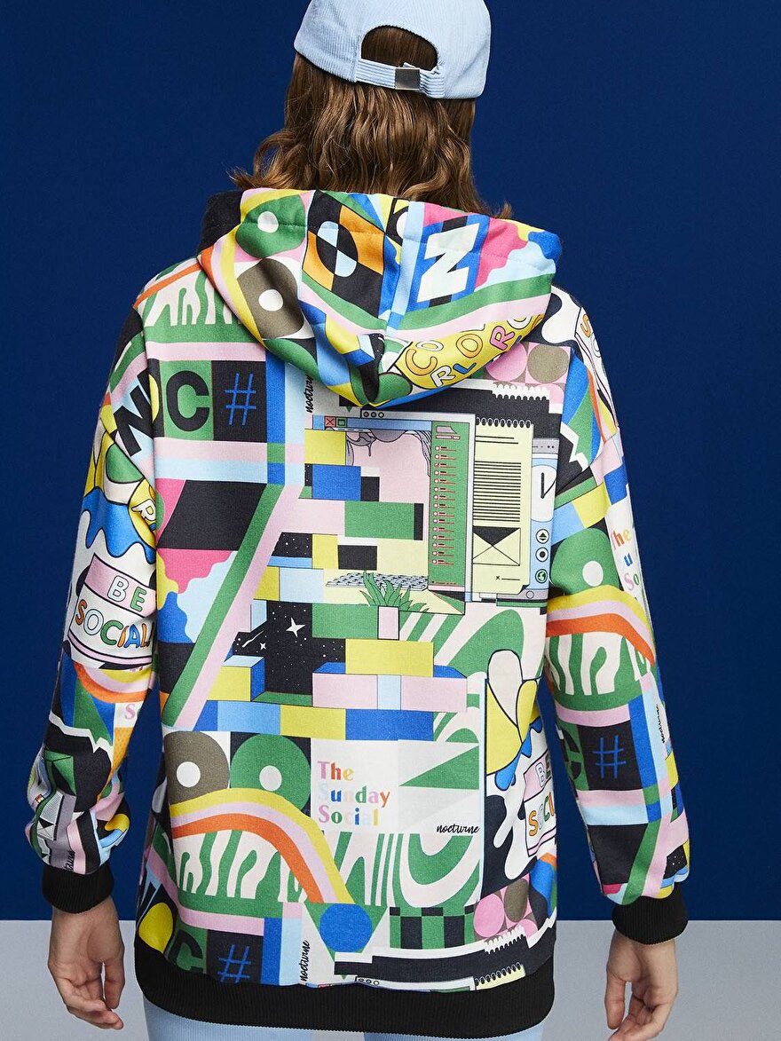 Nocturne Desenli Oversize Sweatshirt
