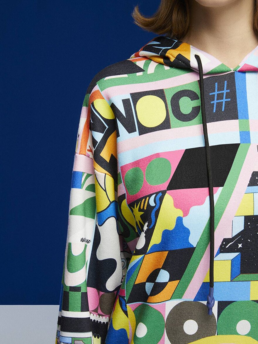 Nocturne Desenli Oversize Sweatshirt