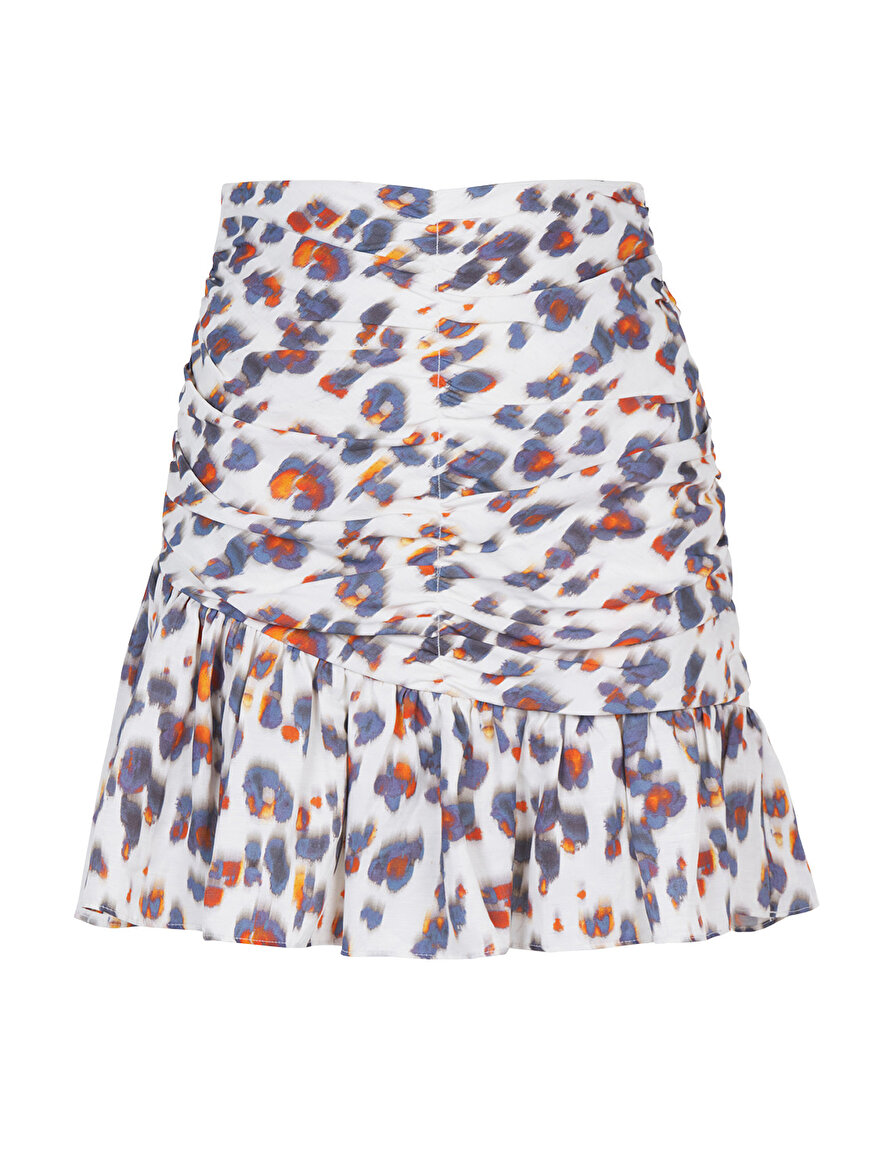 Nocturne Leopar Desen Volanlı Mini Etek