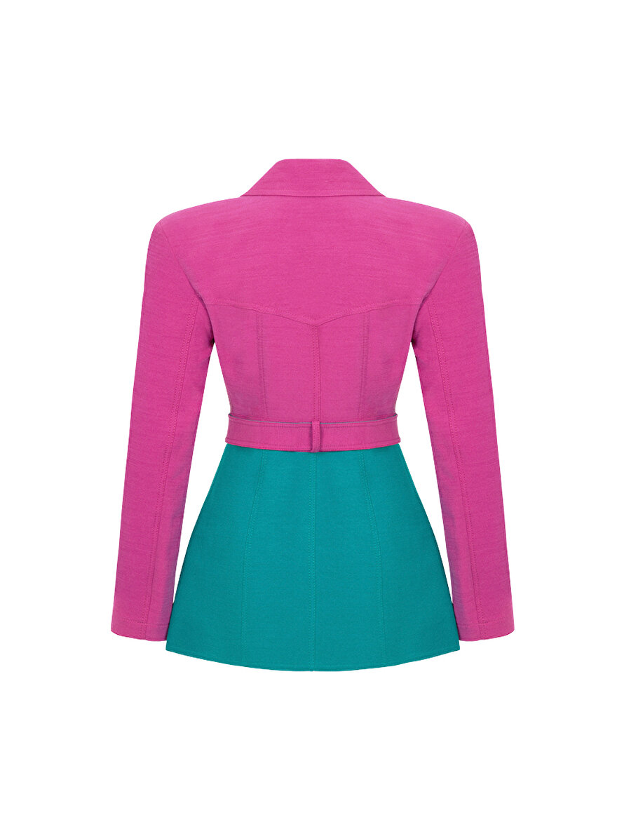 Nocturne Blok Renk Kruvaze Blazer