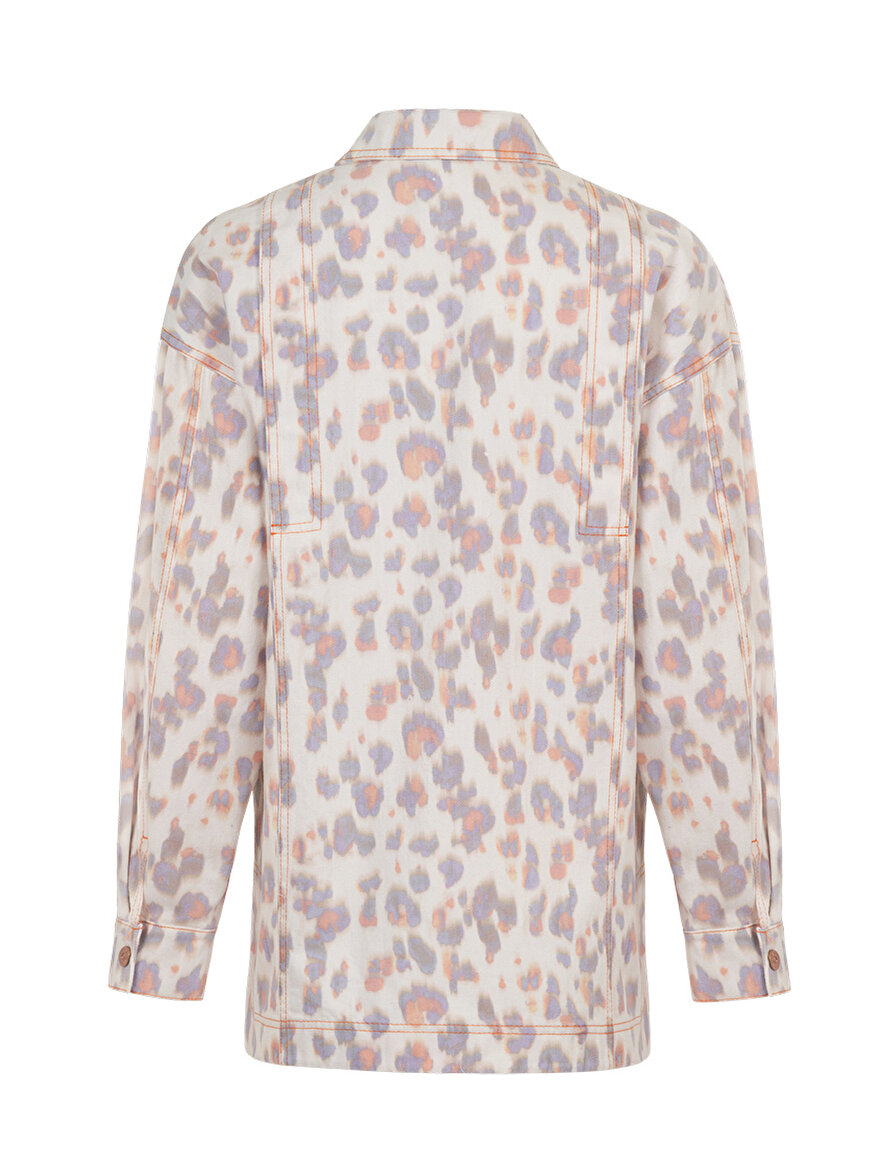 Nocturne Leopar Desen Oversize Denim Ceket