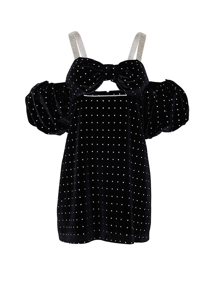 Nocturne Taş Detaylı Mini Elbise