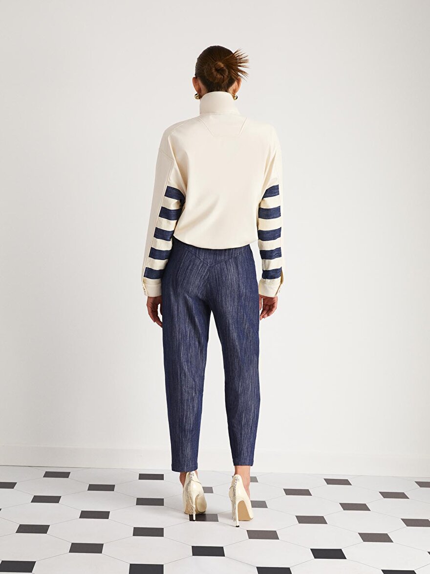 Nocturne Yüksek Bel Garnili Denim Pantolon