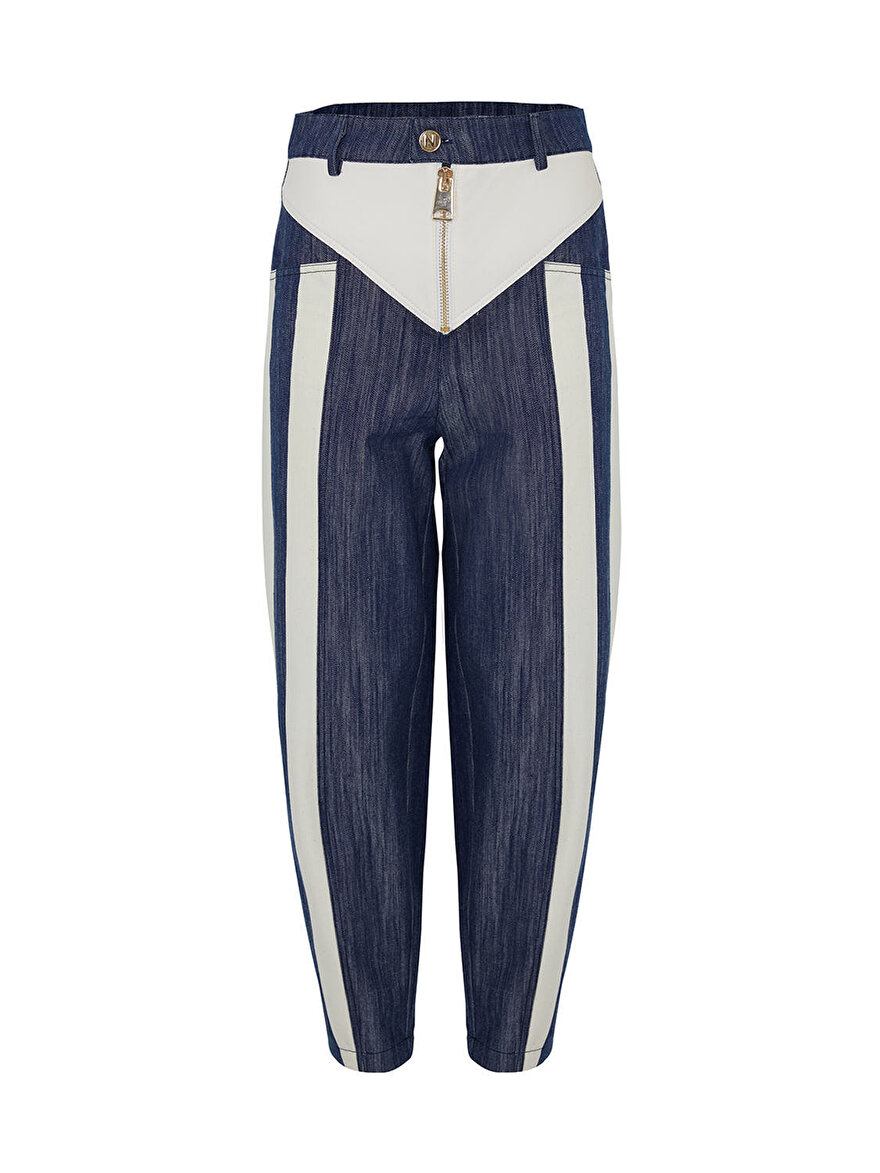 Nocturne Yüksek Bel Garnili Denim Pantolon