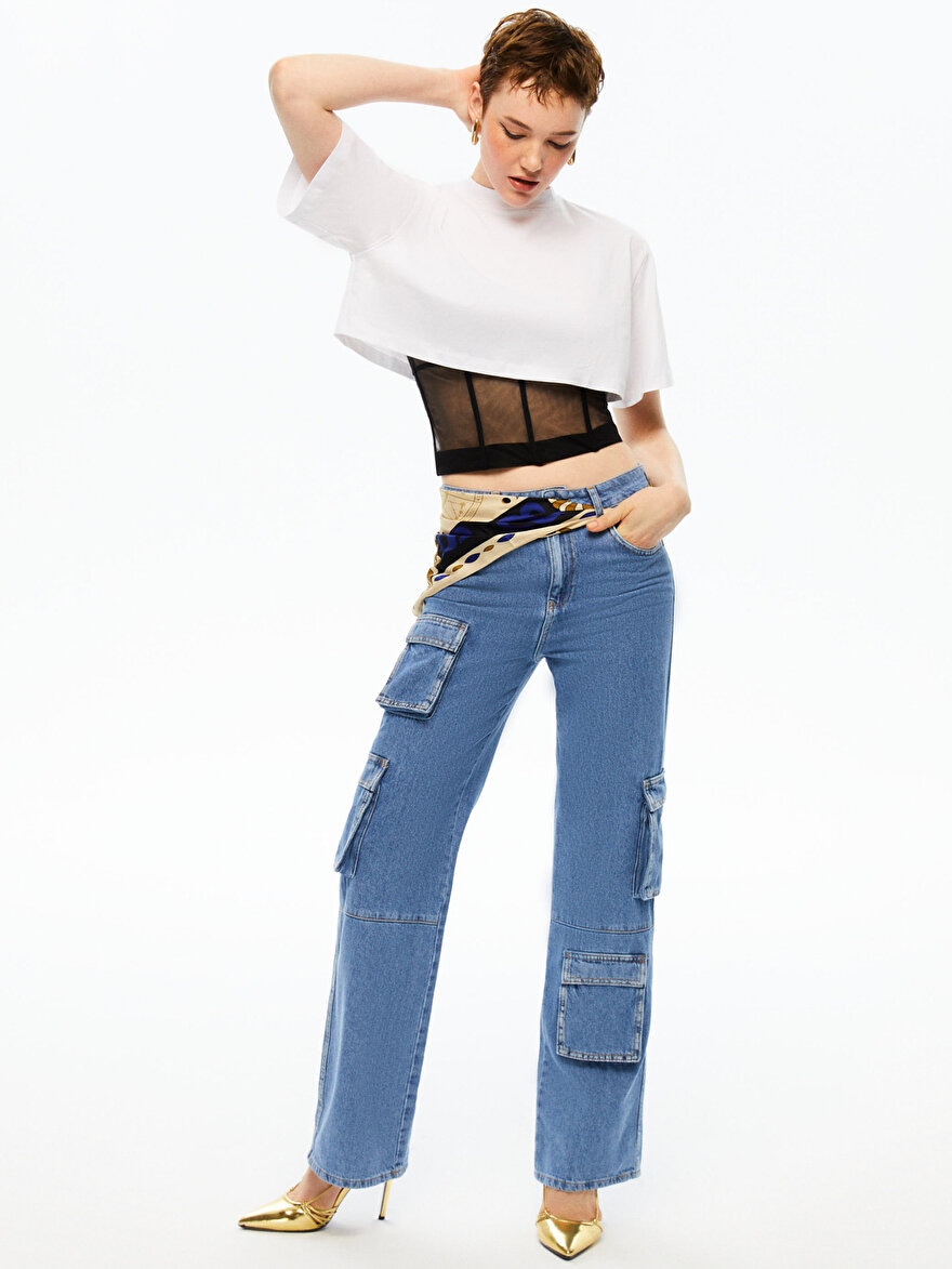 Nocturne Zincir Fular Kemerli Jean Pantolon