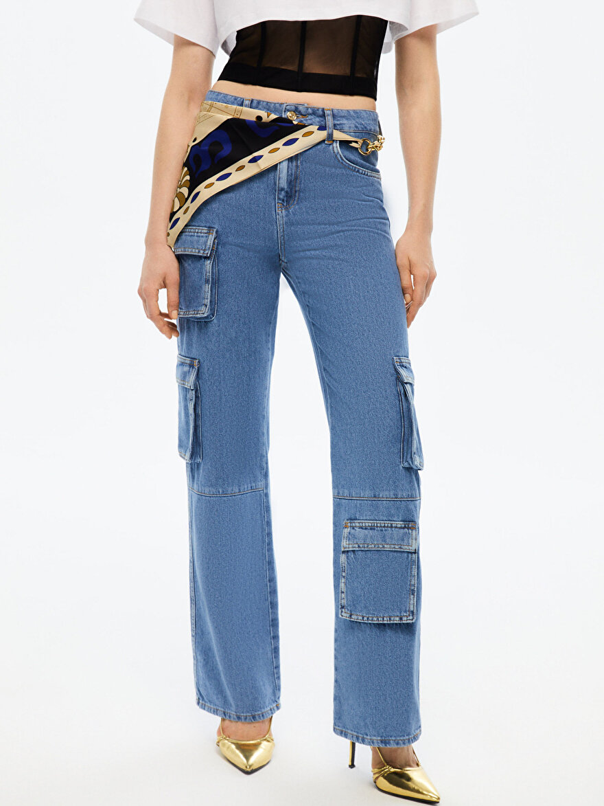 Nocturne Zincir Fular Kemerli Jean Pantolon