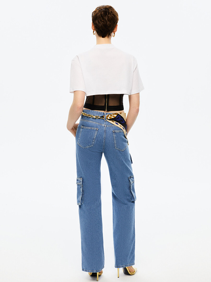 Nocturne Zincir Fular Kemerli Jean Pantolon