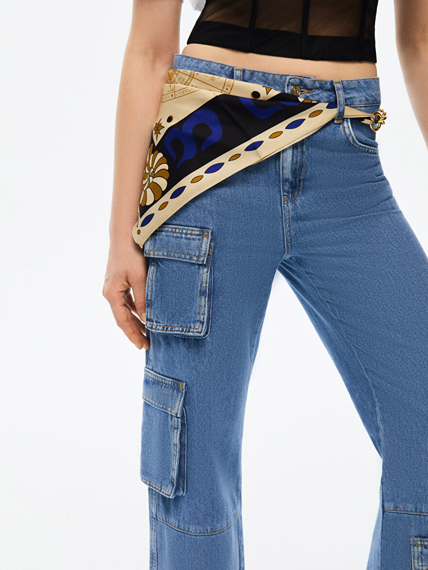Nocturne Zincir Fular Kemerli Jean Pantolon
