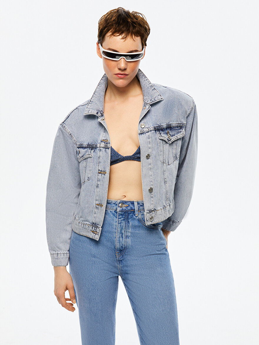 Nocturne Vatkalı Denim Crop Ceket