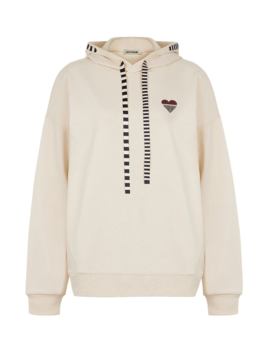 Nocturne Kalp Baskılı Kapüşonlu Sweatshirt