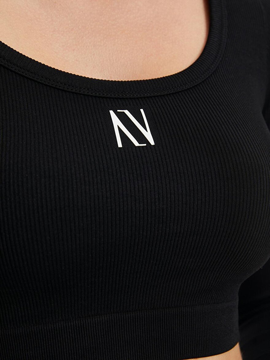 Nocturne Kayık Yaka Crop Top