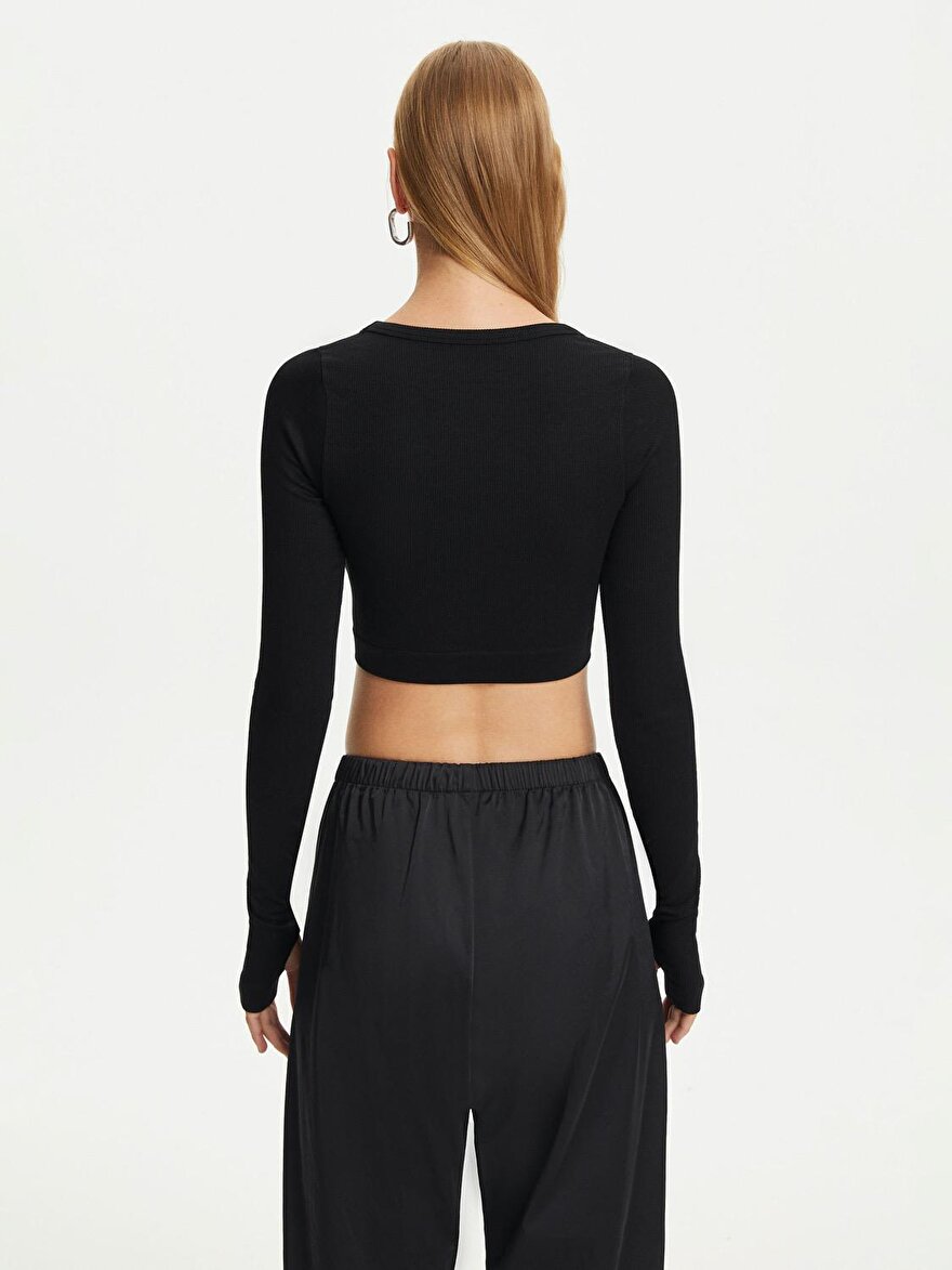 Nocturne Kayık Yaka Crop Top