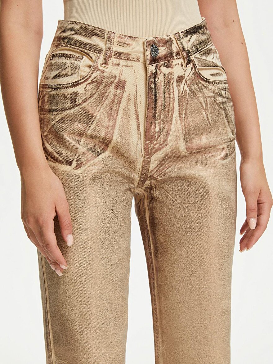 Nocturne Metalik Görünüm Jean Pantolon