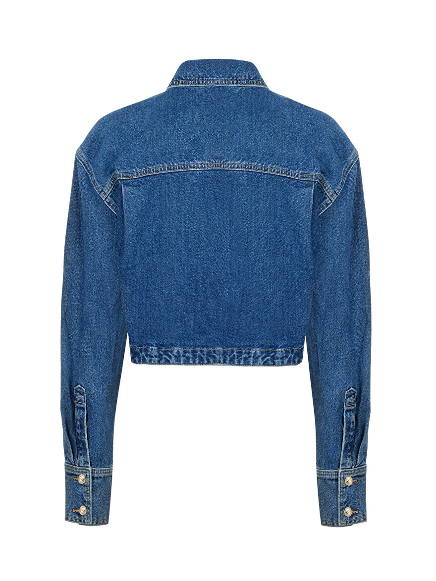 Nocturne Militer Düğmeli Crop Denim Ceket