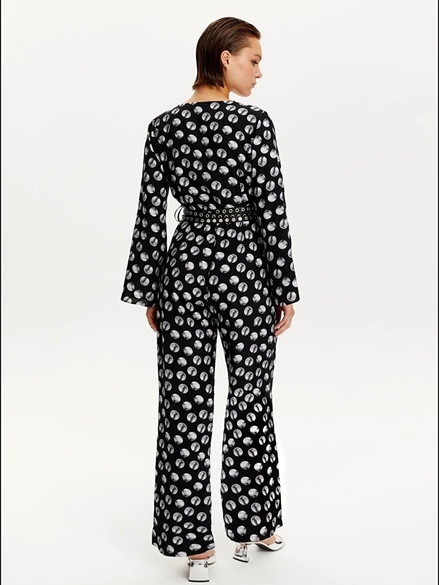 Nocturne Desenli Kemer Detaylı Tulum