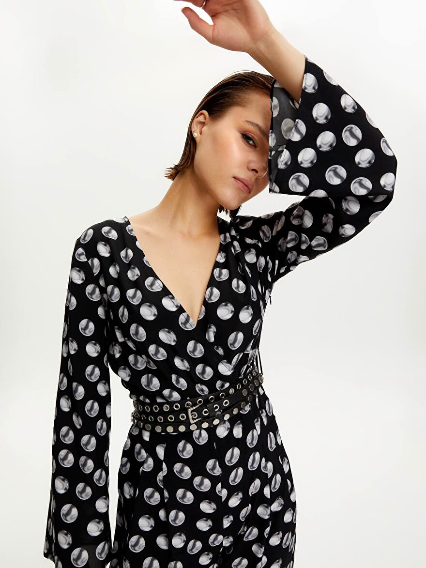 Nocturne Desenli Kemer Detaylı Tulum