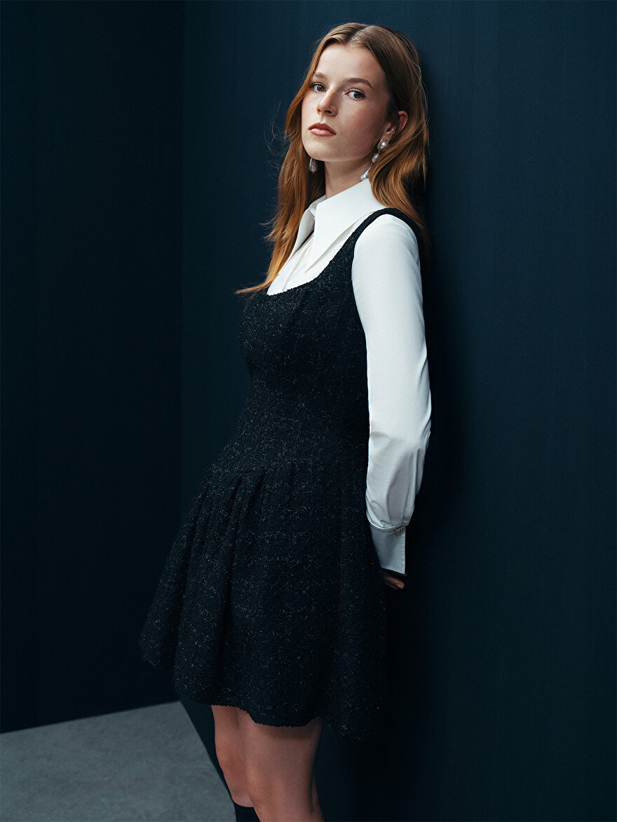 Nocturne Mini Tweed Elbise
