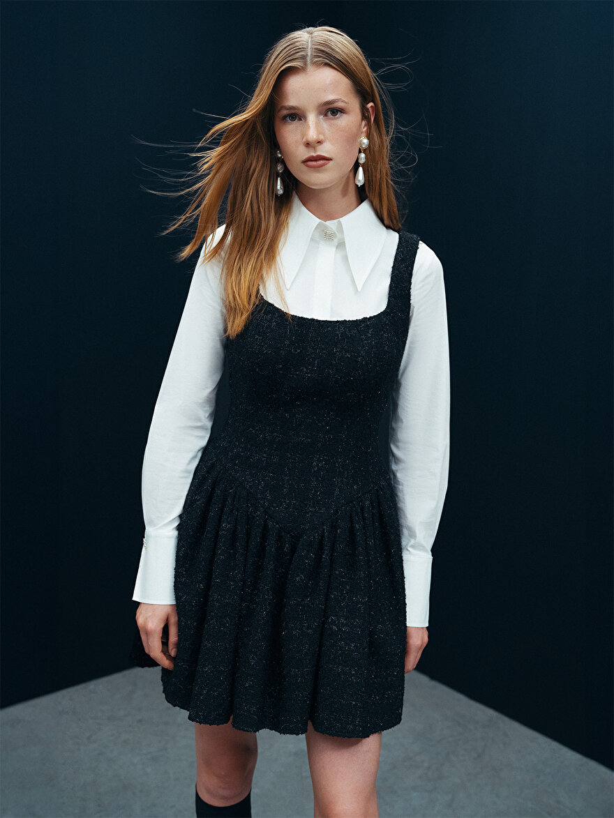 Nocturne Mini Tweed Elbise