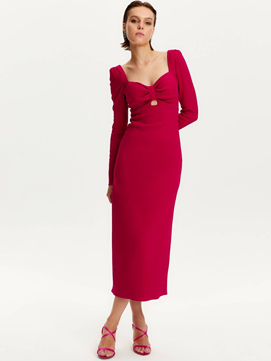 Nocturne Pencere Detaylı Midi Elbise