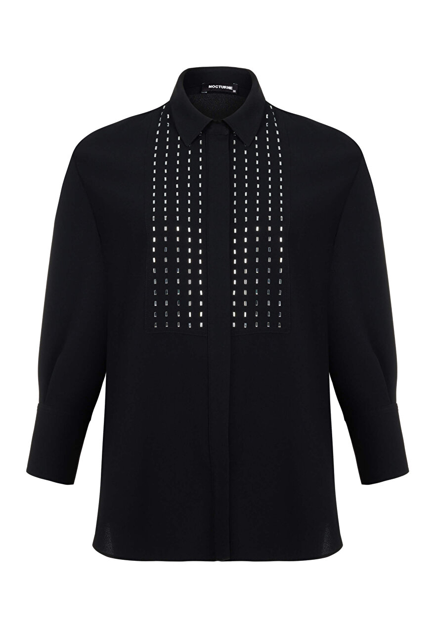 Nocturne Baget Taşlı Oversize Gömlek
