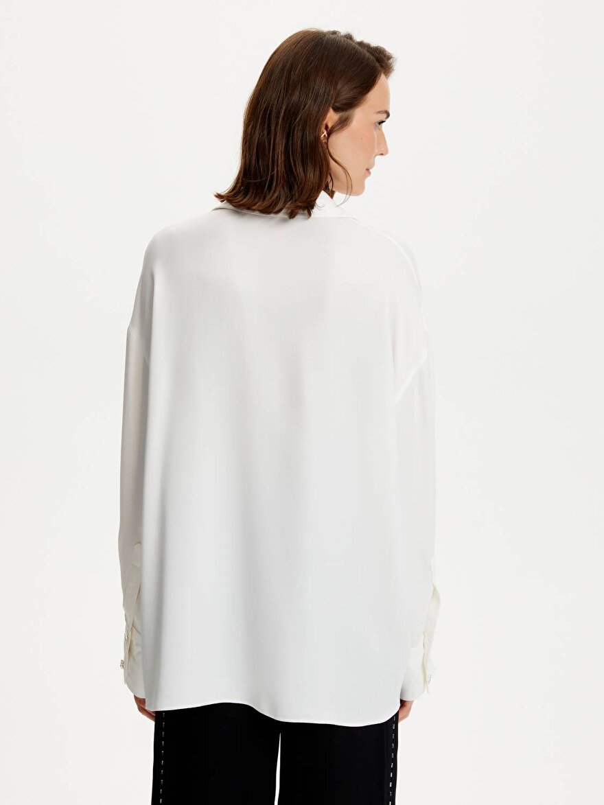 Nocturne Baget Taşlı Oversize Gömlek