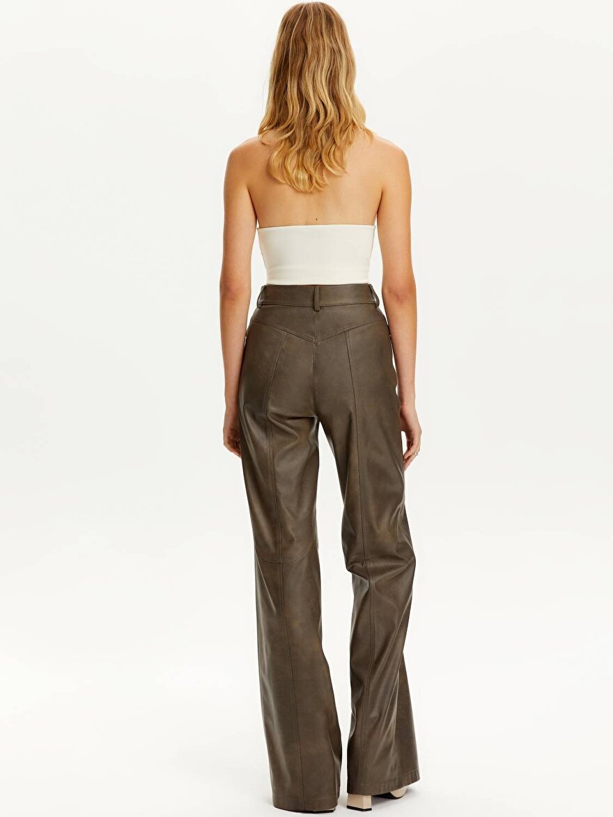 Nocturne Deri Efektli Pantolon