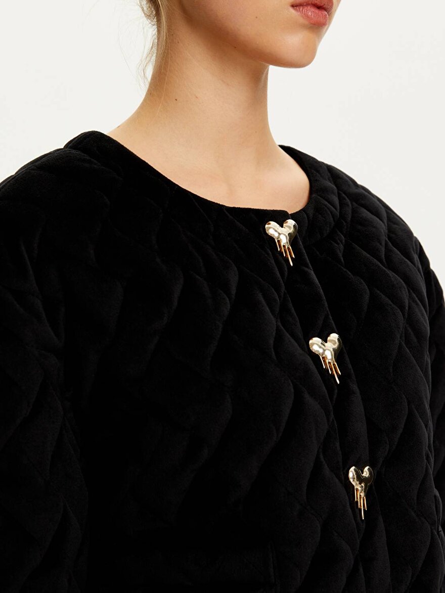 Nocturne Kadife Kapitone Bomber Ceket