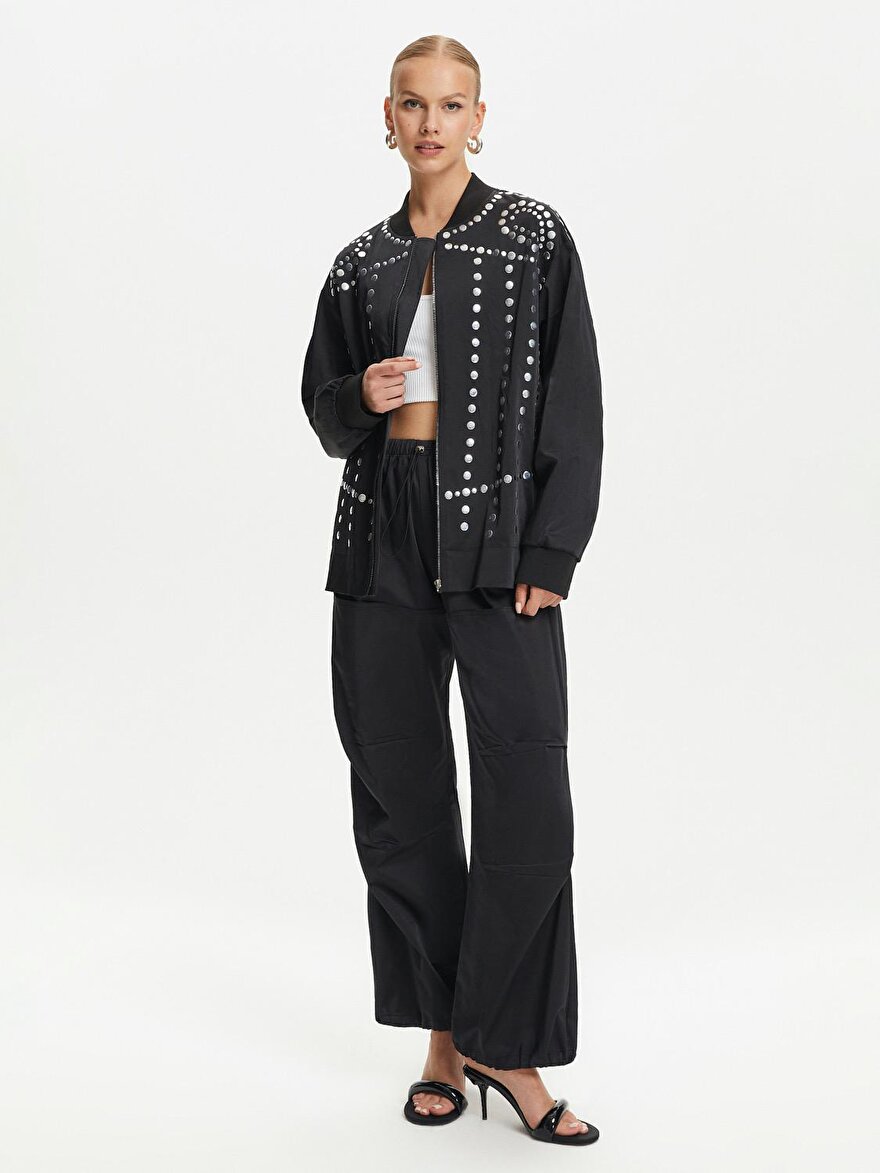 Nocturne Troklu Saten Bomber Ceket