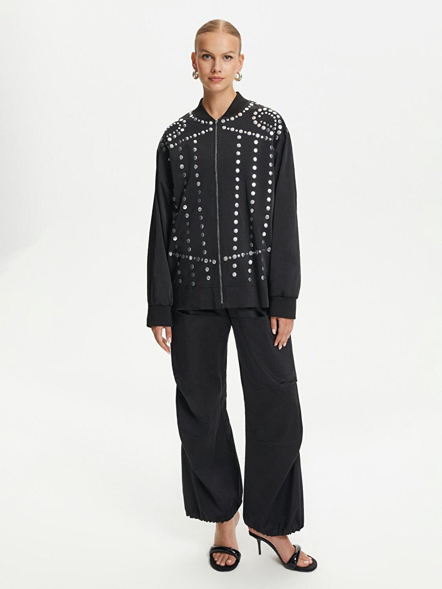 Nocturne Troklu Saten Bomber Ceket