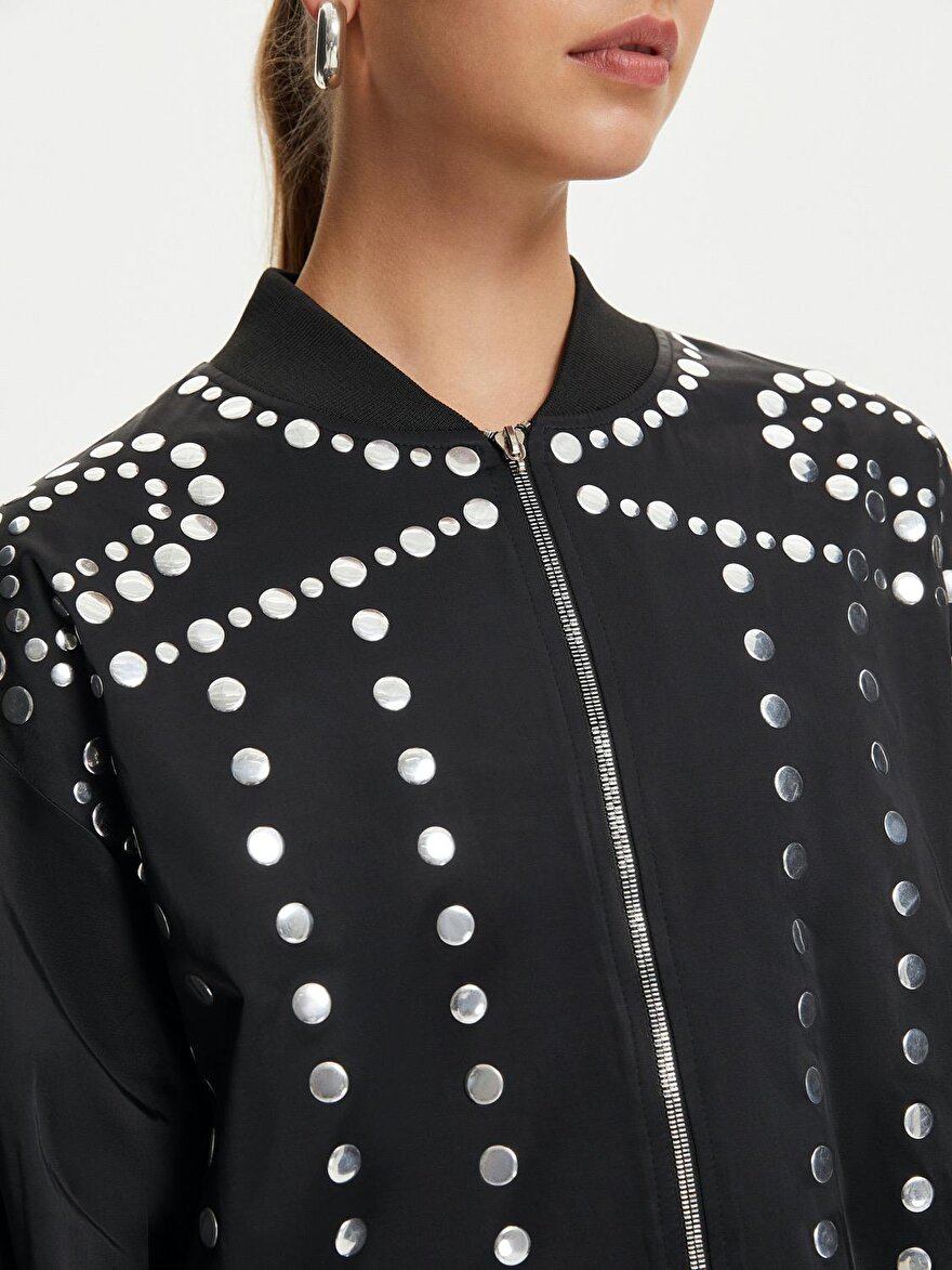 Nocturne Troklu Saten Bomber Ceket
