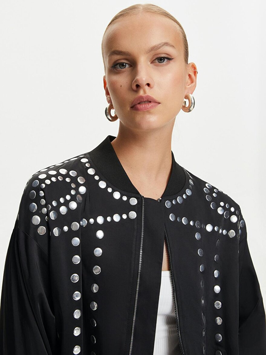 Nocturne Troklu Saten Bomber Ceket