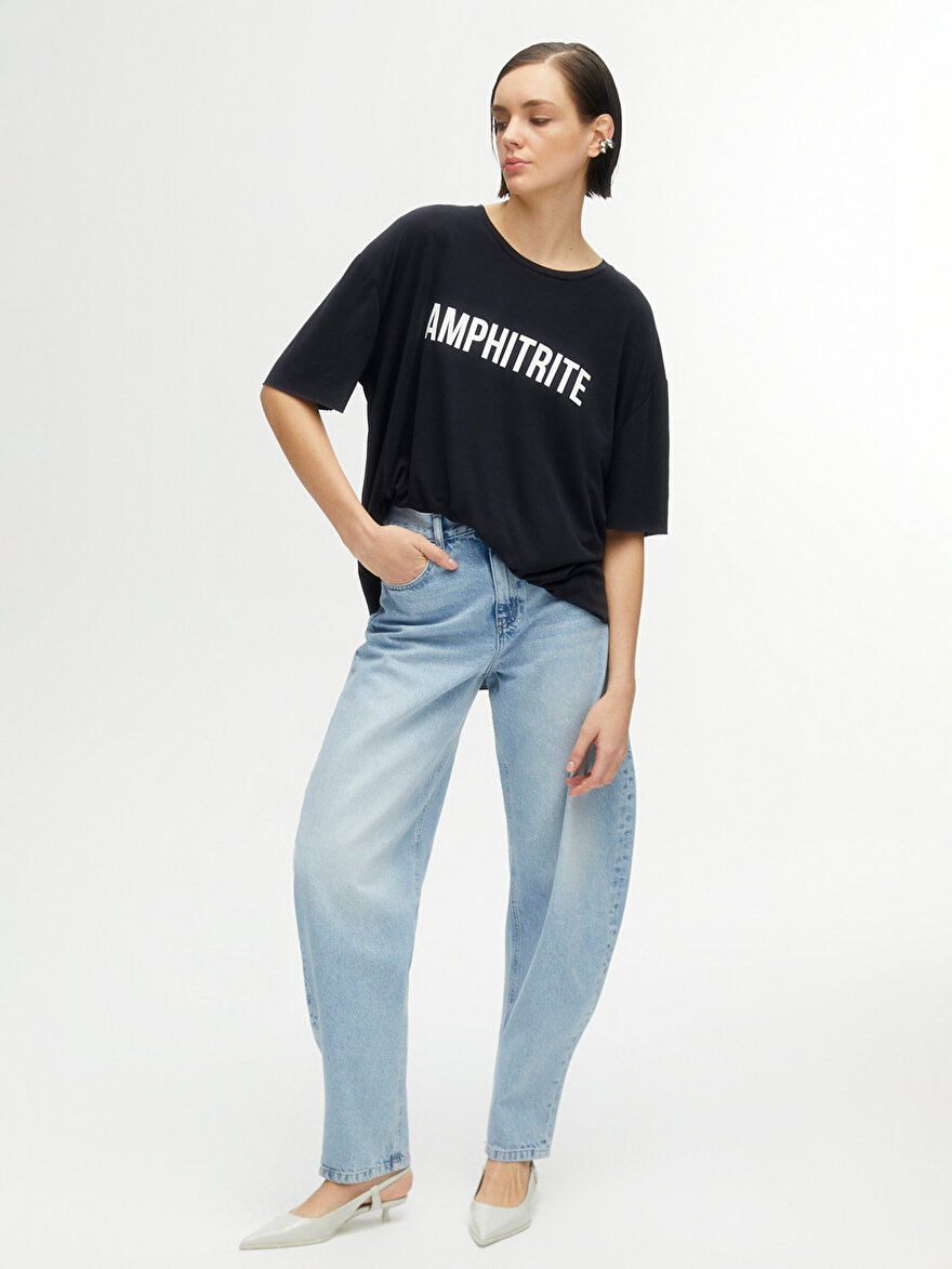 Nocturne Baskılı Oversize T-Shirt