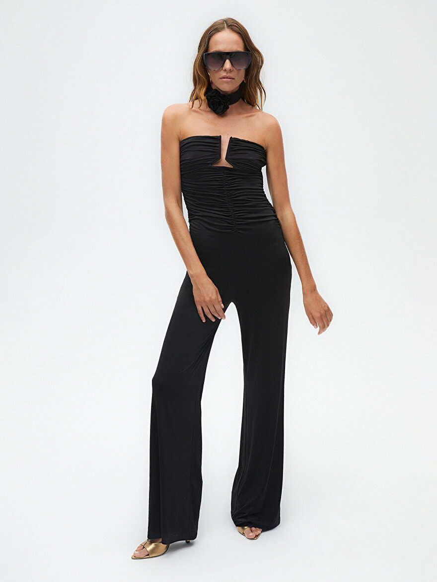 Nocturne Straplez Drape Detaylı Tulum