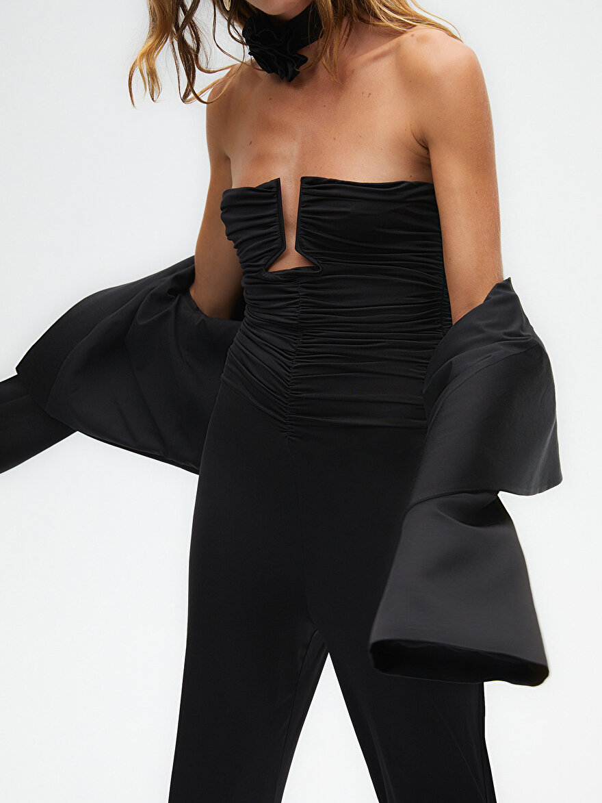 Nocturne Straplez Drape Detaylı Tulum