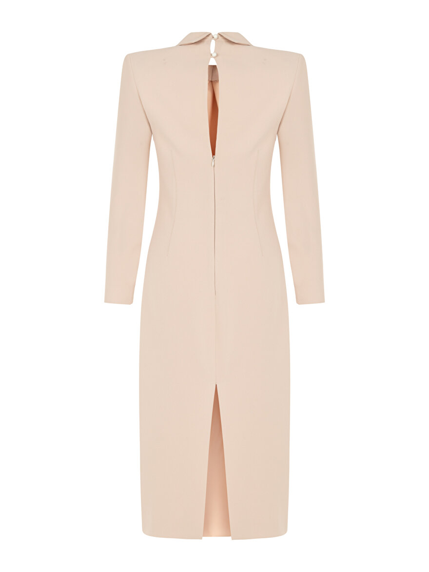 Nocturne Vatkalı Kravat Yaka Midi Elbise