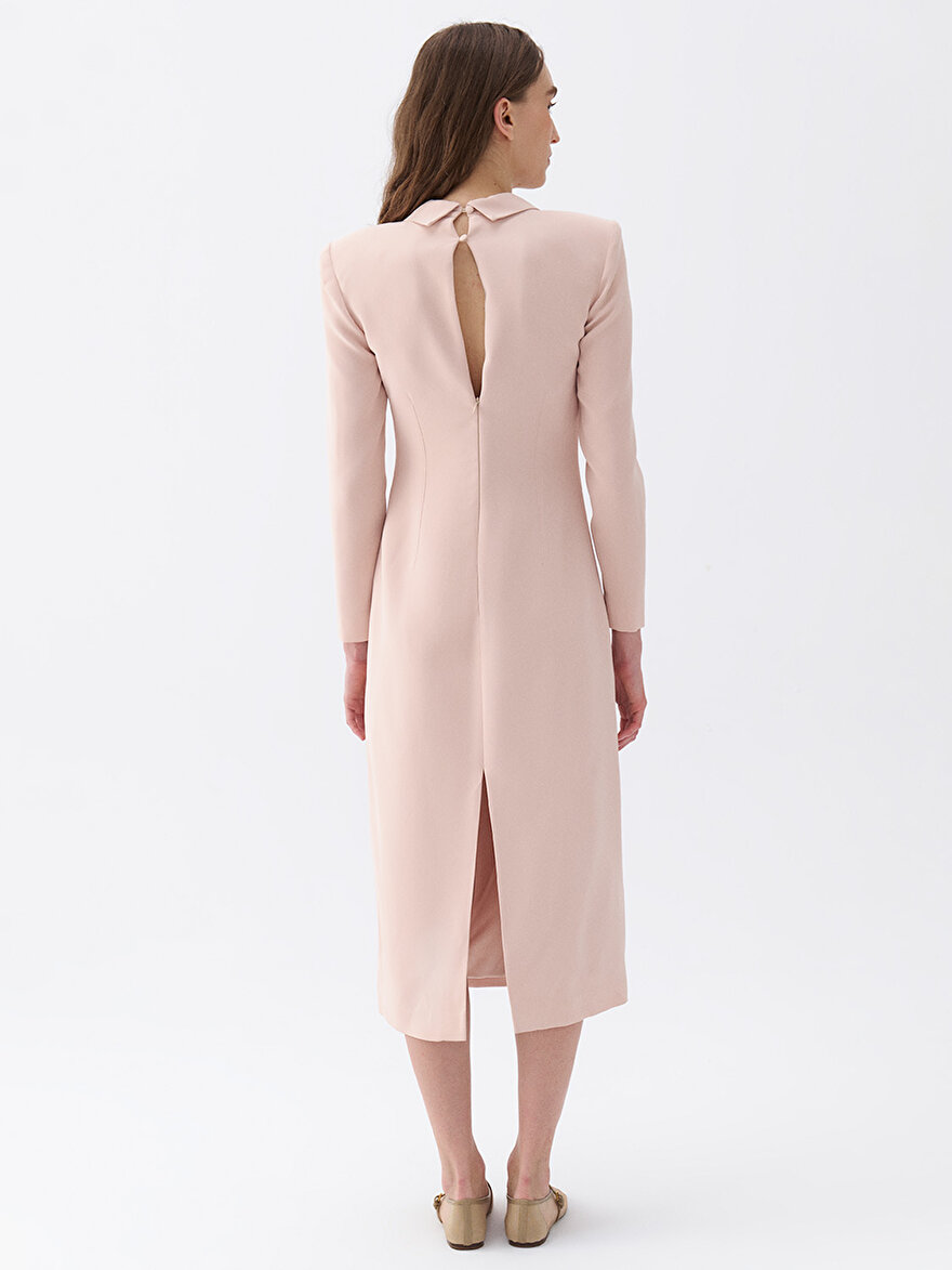 Nocturne Vatkalı Kravat Yaka Midi Elbise