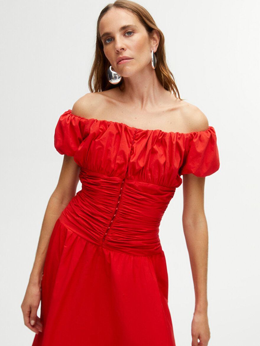 Nocturne Drape Tasarımlı Midi Elbise