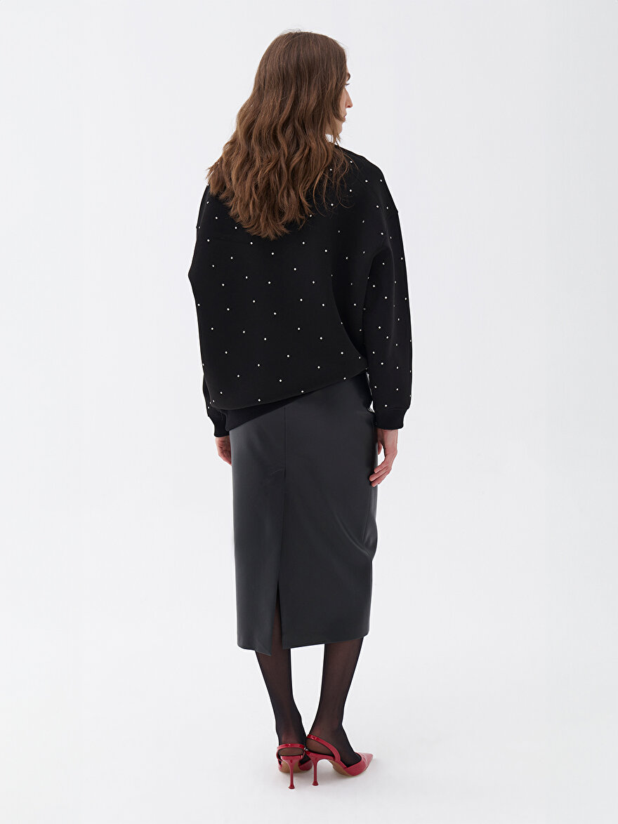 Nocturne Oversize Taş Baskılı Sweatshirt