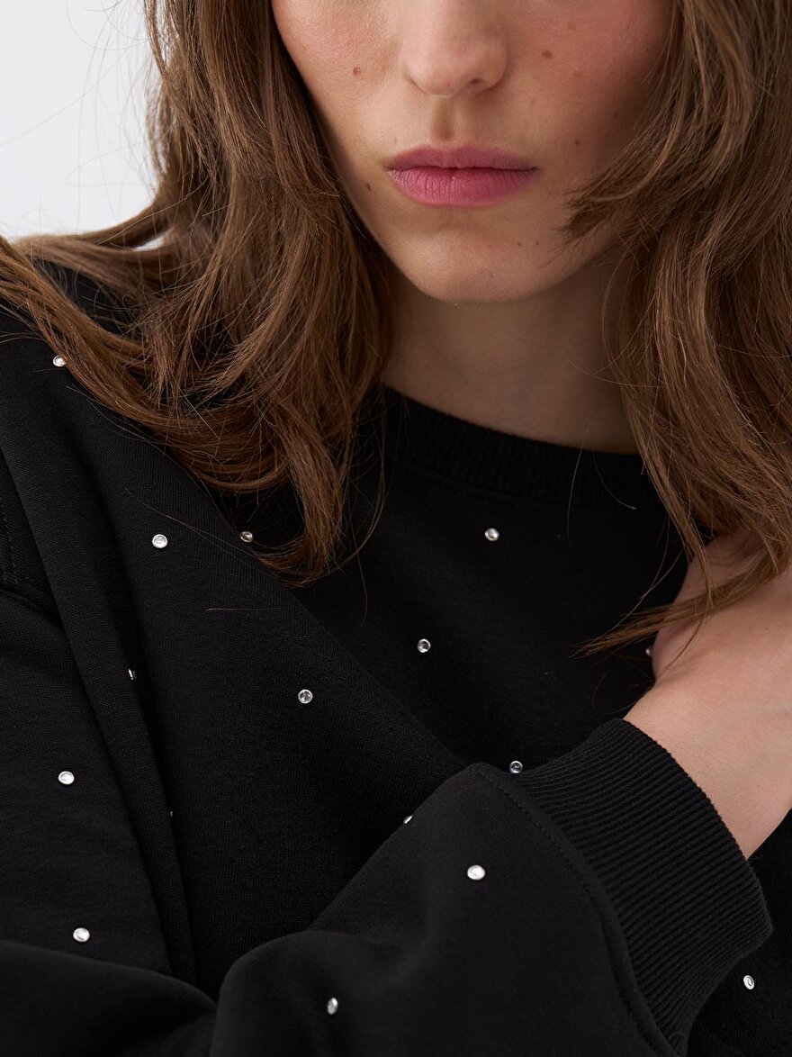 Nocturne Oversize Taş Baskılı Sweatshirt