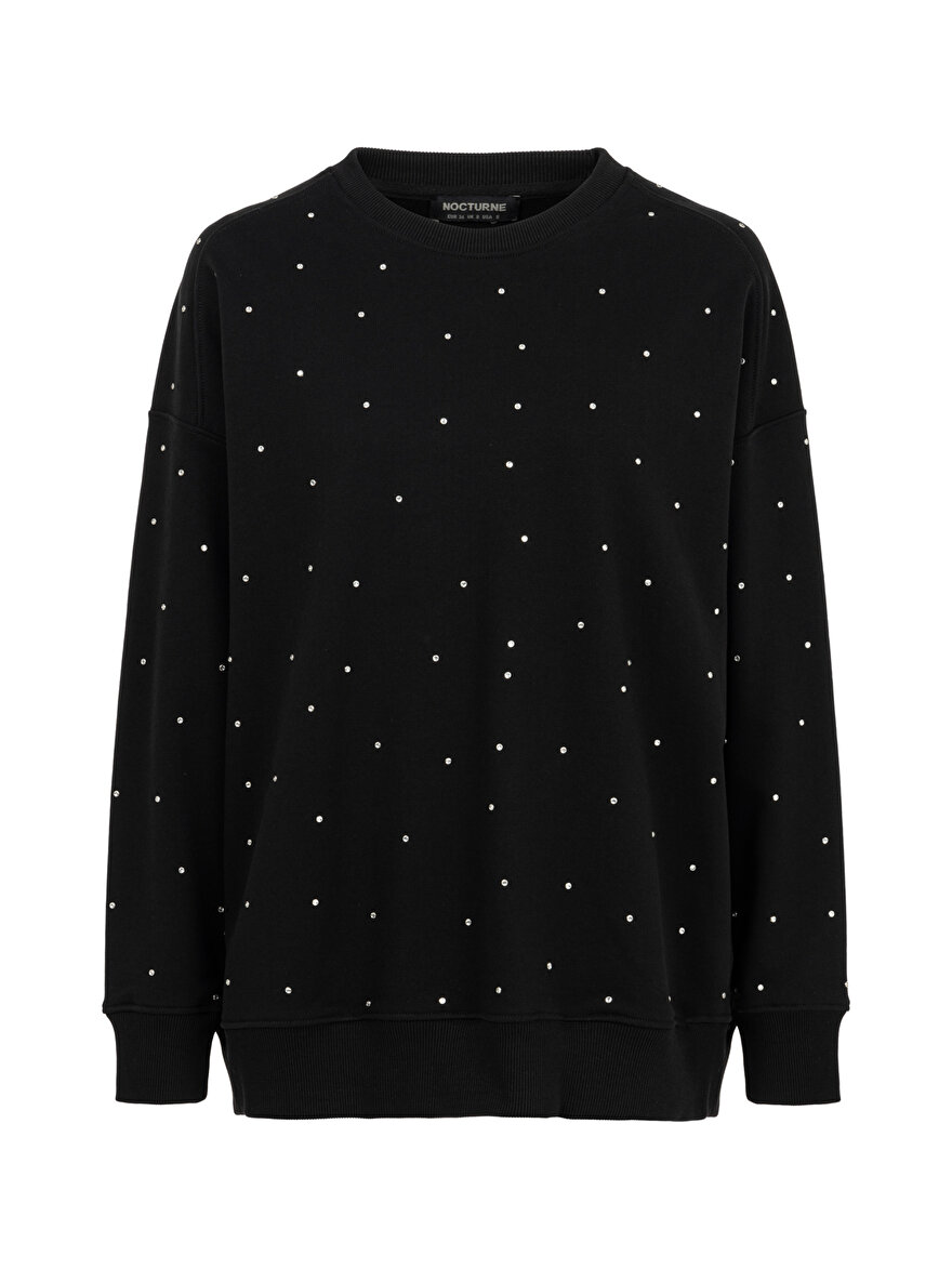 Nocturne Oversize Taş Baskılı Sweatshirt