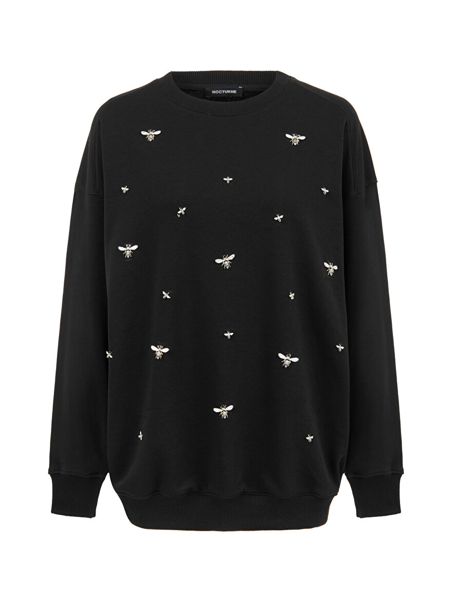 Nocturne Oversize Metal Aksesuarlı Sweatshirt