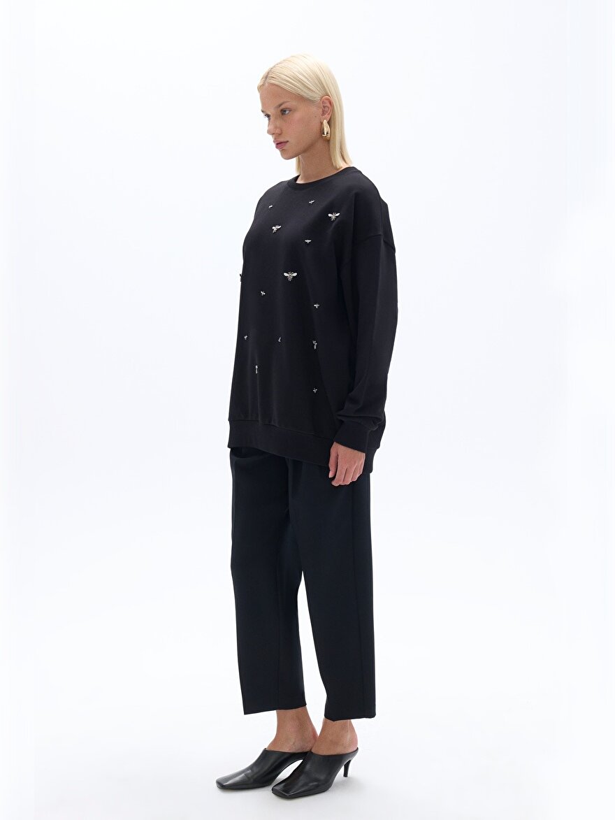 Nocturne Oversize Metal Aksesuarlı Sweatshirt