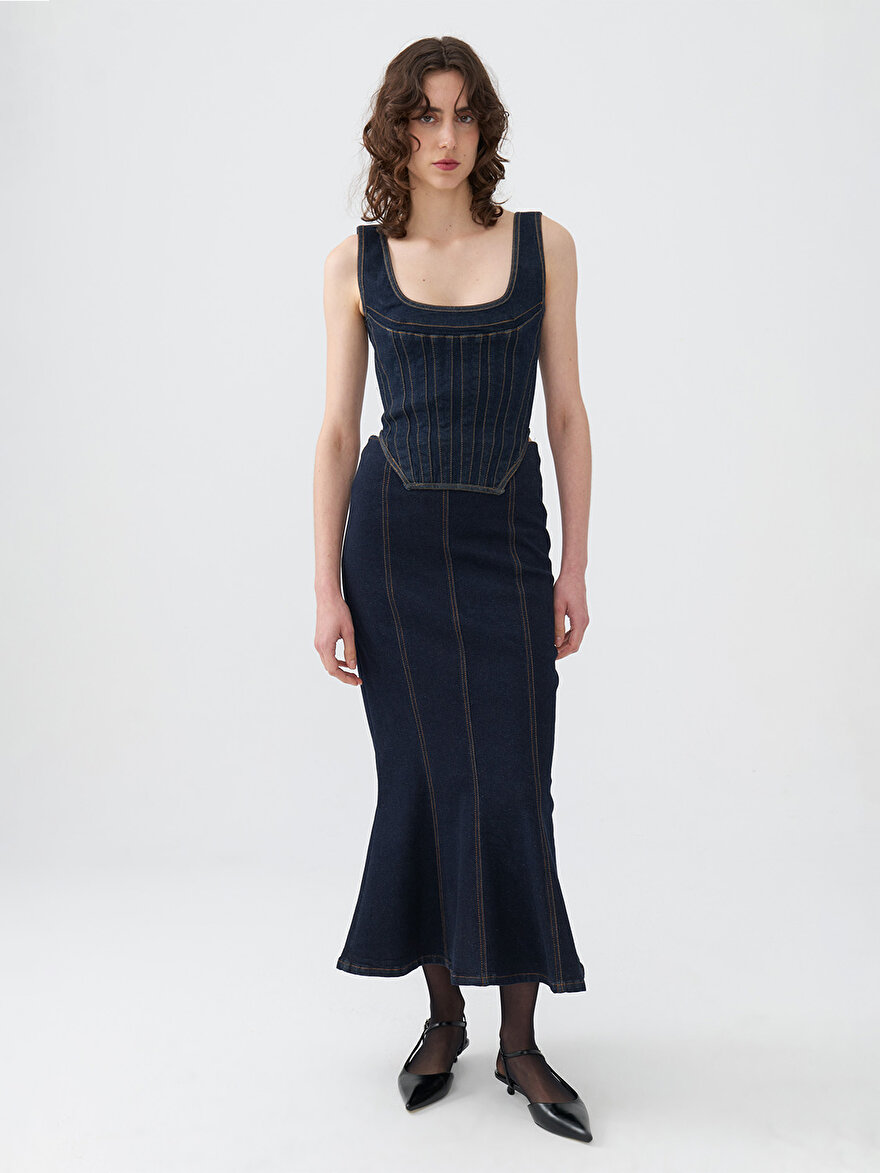 Nocturne Maxi Balık Jean Etek