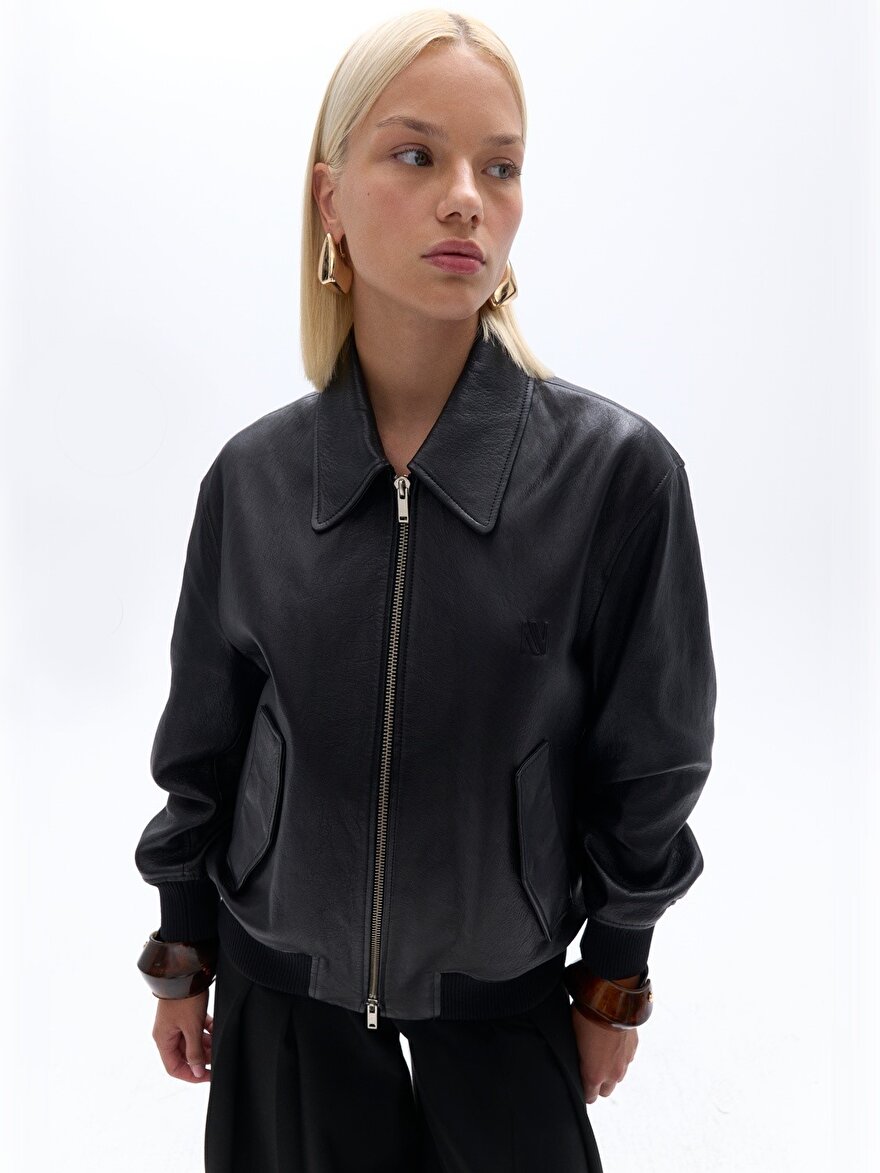 Nocturne Deri Bomber Ceket