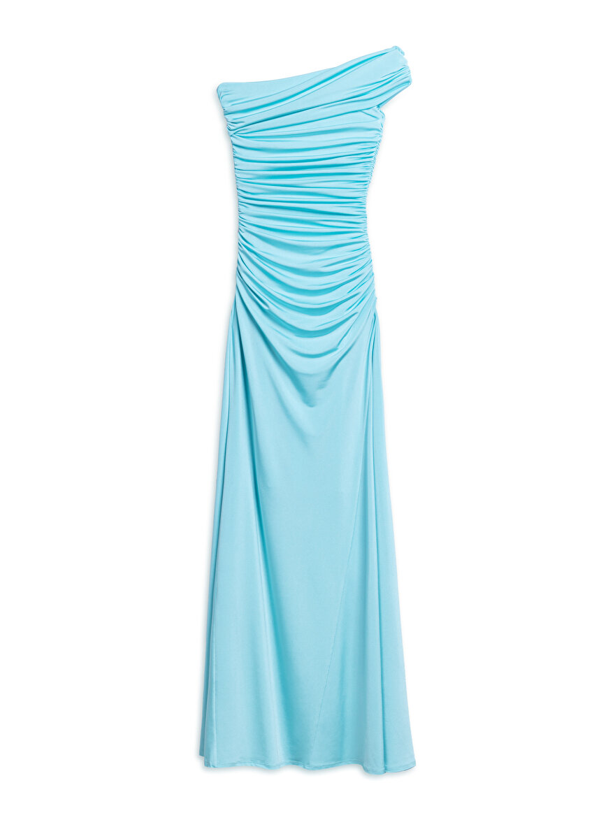 Nocturne Tek Omuz ve Drape Detaylı Maxi Elbise